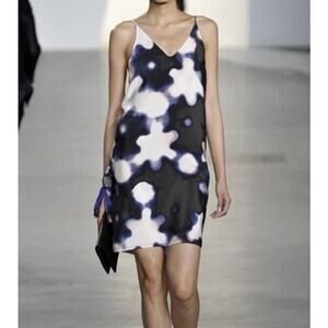 3.1 Phillip Lim Slip Dress Size 0 Black White Runaway Silk Abstract Open Back